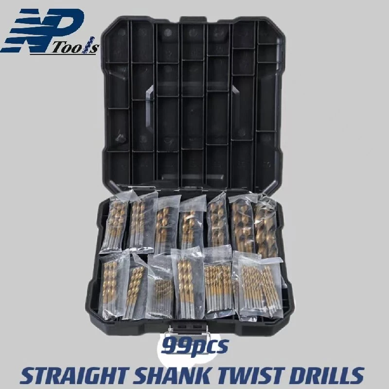 99 ชิ้น Straight Shank Twist เจาะ พร้อมกล่องพลาสติก