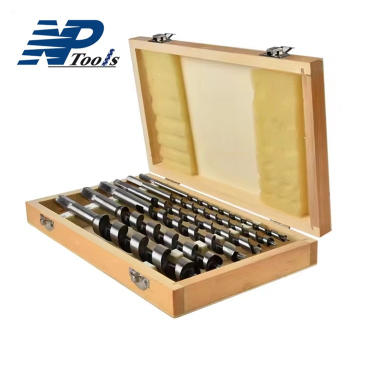 6 Pcs Wood Auger Bit Set With Wooden Box