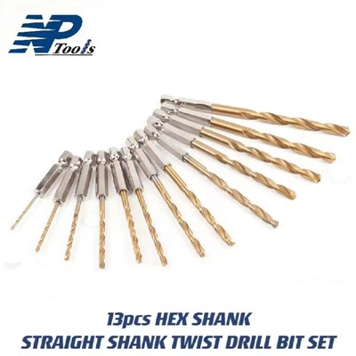 13 ชิ้น Hex Shank ก้านตรง Twist เจาะ ชุด Bit